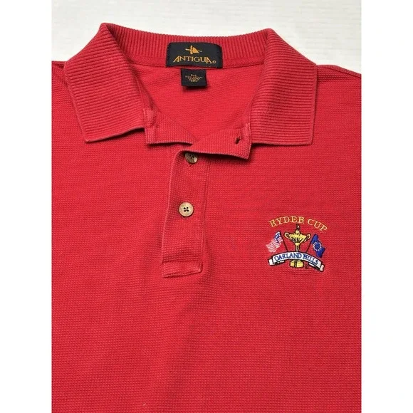 Antigua Ryder Cup Oakland Hills Polo Shirt Red Golf Medium 100% Cotton - Picture 4 of 7